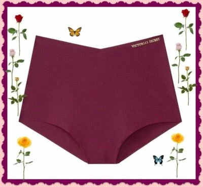XL 勃艮第葡萄酒红色无显示边缘 Victorias Secret 高腰 Midi 短内裤 — 第 1/4 张图片