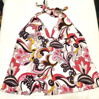 Tankini de natación Sonoma para mujer talla 16 halter multicolor marrón/rosa NUEVO CON ETIQUETAS. Foto 1 de 4