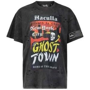 Haculla STRENTH IN CHAOS [HA02BA-T03] NY NEW YORK CITY Crewneck BLACK T-SHIRT - Bild 1 von 2