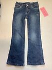 Girls Flower Embroidered Denim Blue Jeans Faded Glory size 6