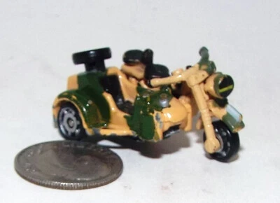 Small Micro Machine WWII type US Army BMW Motorcycle w/Sidecar in Camouflage - Image 1 of 4