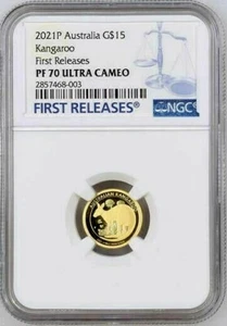 2021P Australia Kangaroo $15 1/10oz Gold Proof Coin NGC PF70 UC FR Population 5 - Picture 1 of 12