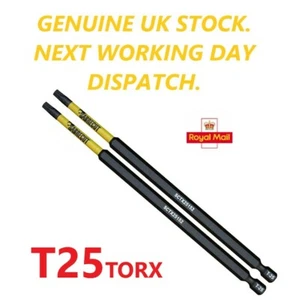 IMPACT SABRECUT 1/4" Hex Shank 152mm Long T25 HEAVY DUTY Magnetic Torx Bits X2 - Picture 1 of 2