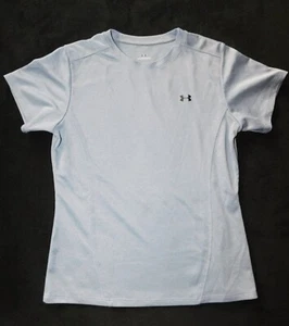 Under Armour Womens Size S Plain Gray w/ Black Logo T-Shirt Workout Top Seamed - Picture 1 of 4