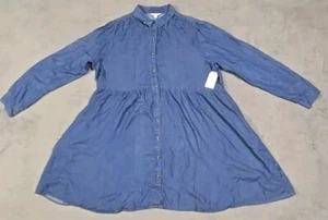 Time and Tru Women's Utility Shirt Dress 3XL Blue Denim Long Sleeves NWT - Picture 1 of 12