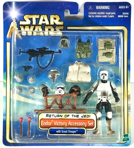ENDOR VICTORY ACCESSORY SET with Imperial Scout Trooper 3.75 Inch Unopen w Wear Cover