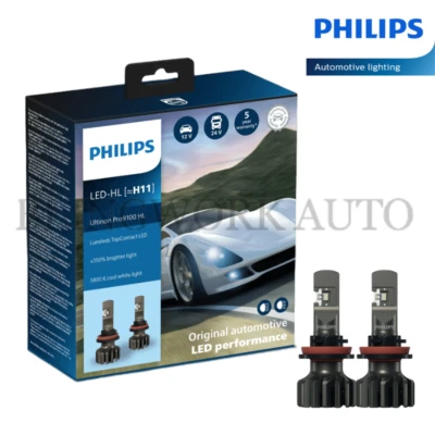 PHILIPS H11 Ultinon Pro9100 LED Car Headlight Bulbs Kit +350% 5800K White - Image 1 of 4