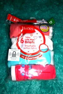 6 Aqua Pink Lime Dot Space FOx Girls HANES Cotton  LOW RISE BRIEFS  Size 12  NWT - Picture 1 of 2