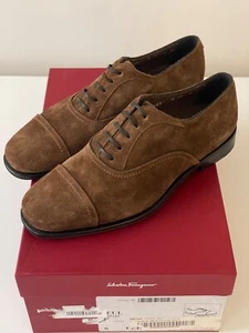 Sz 6 EEE - Salvatore Ferragamo Seul Men Brown Suede Dress Oxford Shoes - Picture 1 of 6