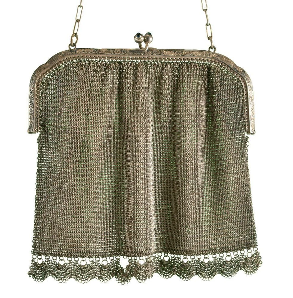 ANTIQUE ART-DECO FINE MESH GERMAN SILVER CHANGE PURSE CIRCA 1920 GORGEOUS  2378H - Image 1 of 1