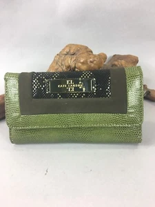 Portafoglio Kate Landry - verde oliva rettile etichetta oro - Foto 1 di 7