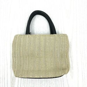 Nine West Small Purse Handbag Short Handles Natural Textured Burlap-Look Pocket