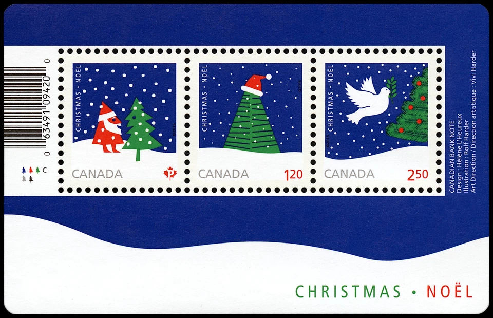 Canada Stamp #2954 - Christmas (Christmas Tree) (2016) P (85¢) + $1.20 + $2.5... - Image 1 of 1