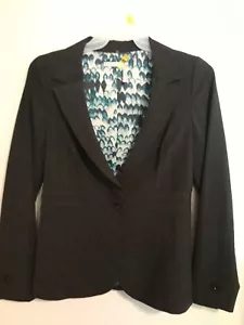 CLASSIQUES ENTIER Women's Black Blue line Striped Lined Blazer Jacket, Size 10 - Picture 1 of 8