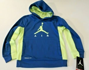 Jumpman Little Boy's 6 Basketball Pullover Hooded Sweatshirt Blue Green AIR - Picture 1 of 3