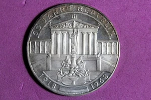 1968 Austria Proof 50th Anniversary of Republic 50 Schilling Silver Coin #M21375 - Picture 1 of 2
