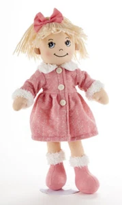 Blonde Hair Apple Dumplin Doll, Pink Math Motif Coat, 14", Delton - Picture 1 of 2