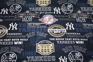 New York Yankees Cotton Fabric 1/4 yard Baseball NY Stadium Babe Ruth 9" x 44" # - Picture 1 of 8