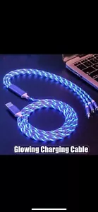 Fast Charging Glowing LED 3 Cables Fits I Phone Android And Type C - Photo 1 sur 6