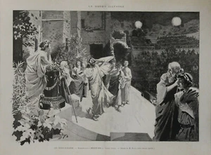 "ÖDIPUS-KÖNIG im ANTIKEN ORANGENTHEATER" Original Tafel geflochten M.PARYS 1894 - Bild 1 von 1
