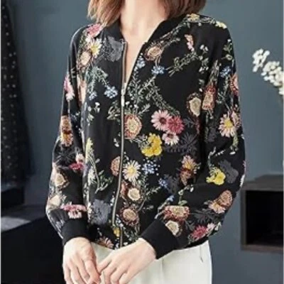 Chaqueta floral con cremallera para mujer Sophie Rue talla mediana Foto 1 de 4