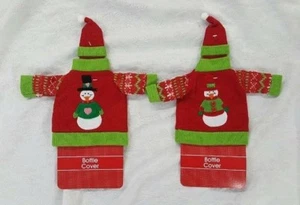 (Set of 2) Knitted Snowman Wine And Spirits Bottle Covers ~ Great Holiday Gifts - Picture 1 of 6