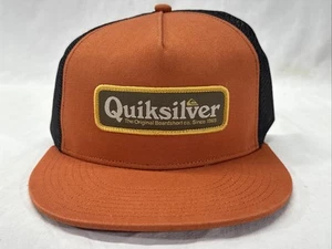 Quicksilver Snapback Cap Orange Trucker Style The Original Boardshort Logo Hat - Picture 1 of 7