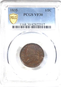 1835 Classic Head Half Cent PCGS graded VF 30 - Picture 1 of 5