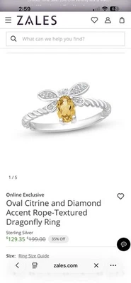 Zales цитрин и бриллиант акцент стрекоза кольцо. read desc. - Изображение 1 из 4