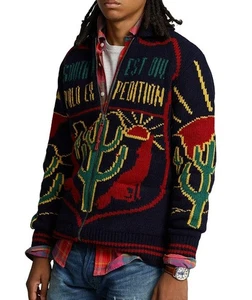 Chaqueta de lana Polo Ralph Lauren Desert Expedition Wolf Intarsia suroeste chal - Imagen 1 de 9