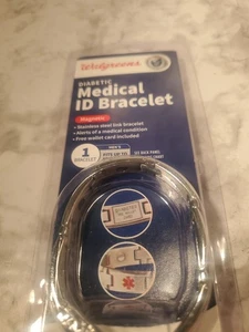 Pulsera de identificación médica para diabéticos Walgreens magnética grande/XL para hombre se adapta a muñeca de hasta 8" - Imagen 1 de 3