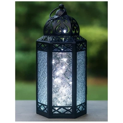 Versátil Linterna Decorativa 12" - Interior y Exterior Metal Negro con Luces LED Foto 1 de 4