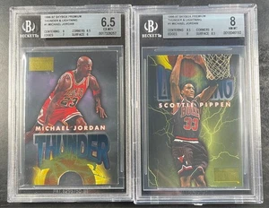 1996-97 Skybox Thunder and Lightning Michael Jordan Scottie Pippen 1 BGS 6.5 & 8 - Picture 1 of 2