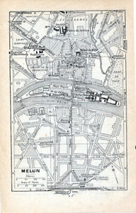 77 Melun 1921 pt. plan ville orig. + guide (9 p) ND St-Aspais Barthélemy Praslin
