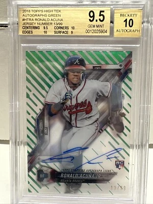 2018 Topps High Tek Ronald Acuna Jr Rookie Autograph Jersey #13/99 BGS 9.5 - Image 1 of 2