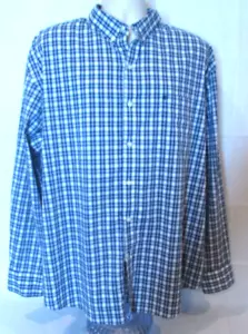 Izod Men's XXL Blue and White Plaid Button Up Shirt - Picture 1 of 6