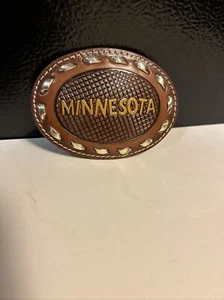 Fibbia da cintura vintage in pelle Minnesota fatta a mano - Foto 1 di 5