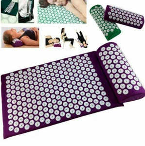 Acupressure Mat and Pillow Set Acupuncture Head Neck Pain Relief  Massage Tools - Picture 1 of 14