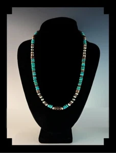 Creación de zorro blanco: collar de perlas navajo de ley, cobre y turquesa - Imagen 1 de 5
