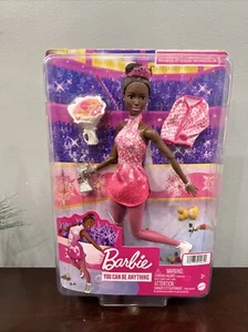 Barbie Winter Sport Ice Skater Brunette Doll (12In)Dress, Jaket, Roses Bouquet - Picture 1 of 3