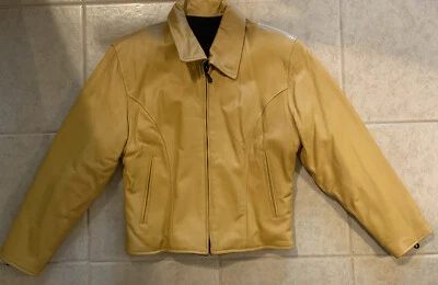 KC Direct Mustard Gold Yellow Leather Fleece Lined Jacket Coat Adult Size M - Image 1 of 4