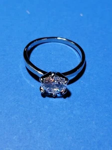 Elegant Women Wedding Party Zircon Silver Ring Fashion Jewelry Women's ~ Size 8 - Picture 1 of 6