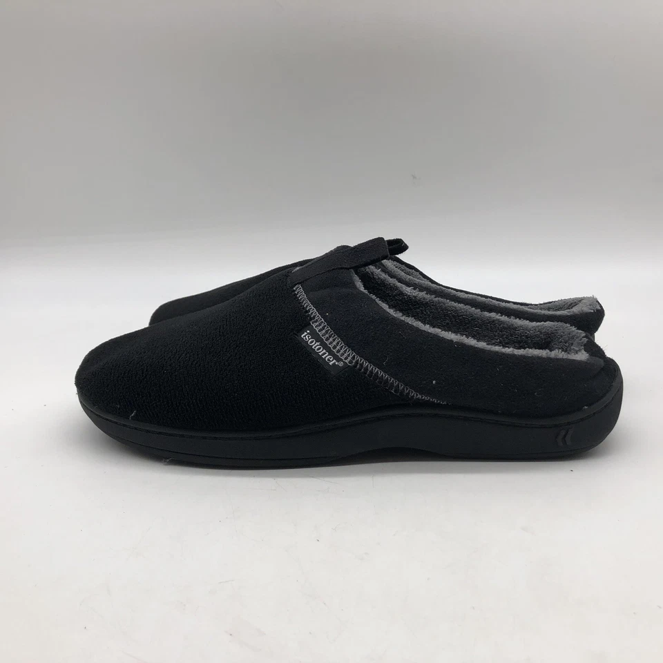 Zapatos sin cordones Isotoner de piel microterry para hombre, negros, talla 8-9 Foto 1 de 4