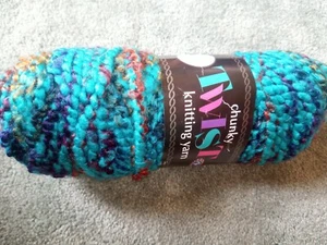 Chunky Twist Knitting Yarn With Free Scarf Pattern bright blue multi 100g - Picture 1 of 2