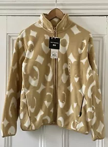 Marimekko Uniqlo Womens Beige Ivory Geometric Print Fleece Jacket M UK 12 EU 40 - Picture 1 of 14