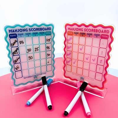 Mahjong Scoreboard (2 color combos) | Scalloped Dry Erase Board with Stand & Mar - Image 1 of 4