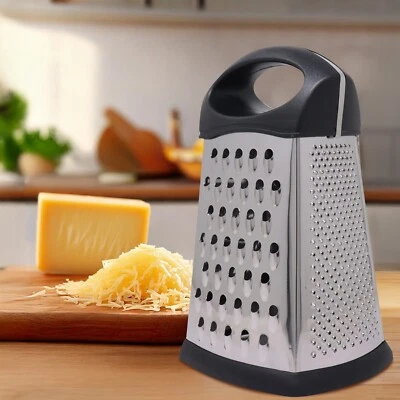 NTI NEW 8" STAINLESS STEEL GRATER HANDLE CHEESE VEGETABLES KITCHEN UTENSIL 4 SIDED