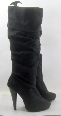 Michael Antonio Negro 5" Tacón Alto Punta Redonda Botas hasta la Rodilla MUJER TALLA 6.5 Foto 1 de 4