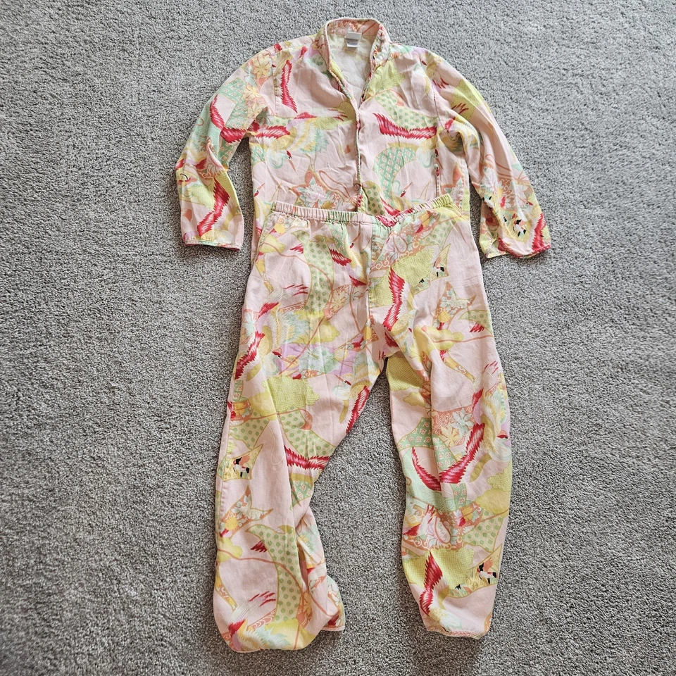 Conjunto de pijama Natori floral feminino tamanho pequeno top e calça ajuste relaxado guindastes rosa - Imagem 1 de 4