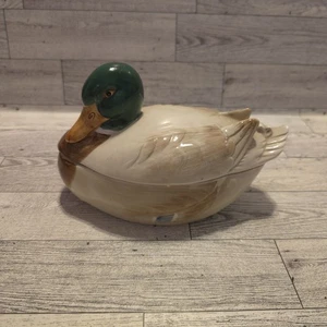 Fitz & Floyd 1986 Mallard Duck Covered Dish Japan Ceramic Lidded Tureen 8" - Picture 1 of 9
